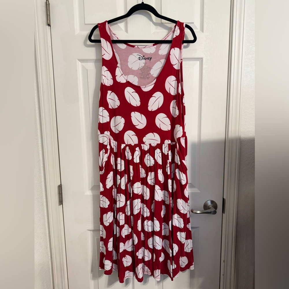Disney Lilo Red and White Leaf Pattern Skater Dress